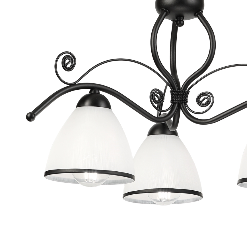 Lampadario a catena RETRO 3xE27/60W/230V nero/bianco