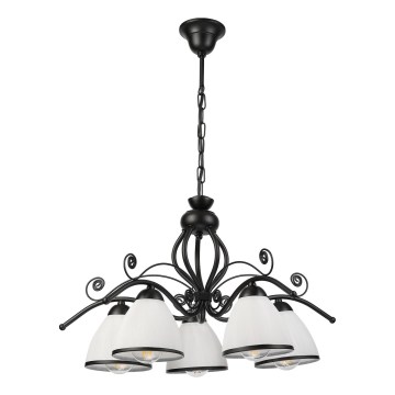 Lampadario a catena RETRO 5xE27/60W/230V nero/bianco