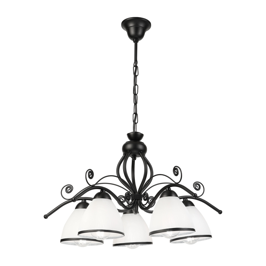 Lampadario a catena RETRO 5xE27/60W/230V nero/bianco