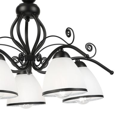 Lampadario a catena RETRO 5xE27/60W/230V nero/bianco