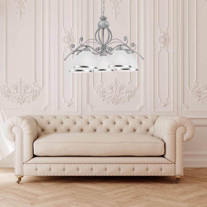 Lampadario a catena RETRO II 5xE27/60W/230V argento