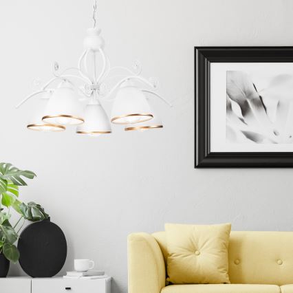 Lampadario a catena RETRO II 5xE27/60W/230V bianco