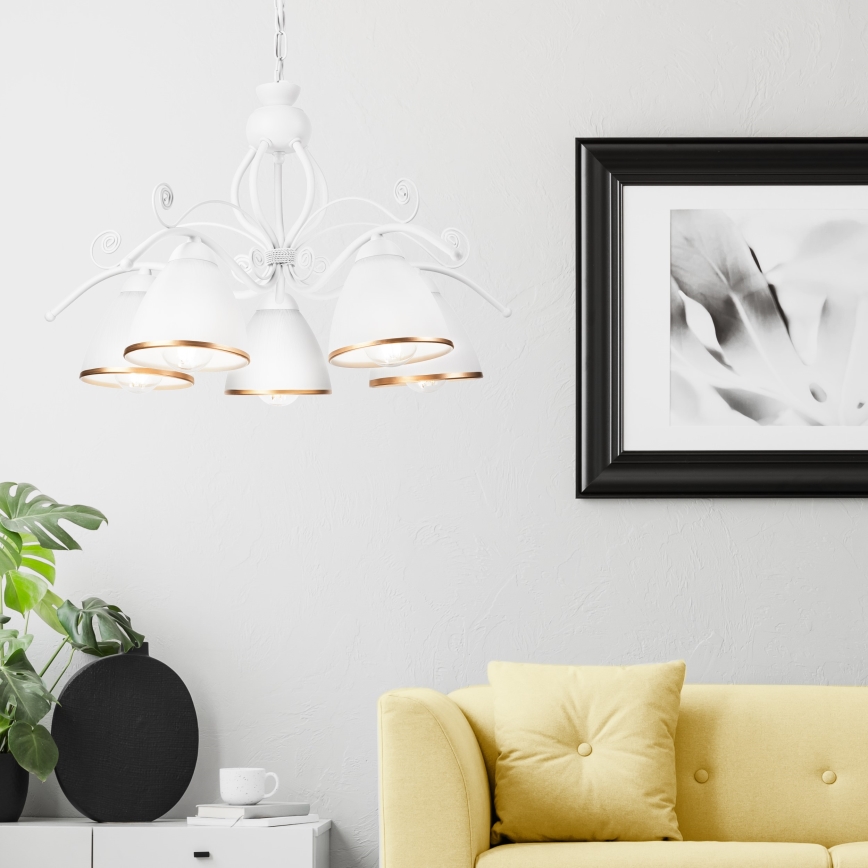 Lampadario a catena RETRO II 5xE27/60W/230V bianco