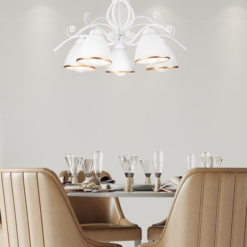 Lampadario a catena RETRO II 5xE27/60W/230V bianco