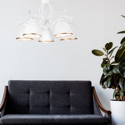 Lampadario a catena RETRO II 5xE27/60W/230V bianco