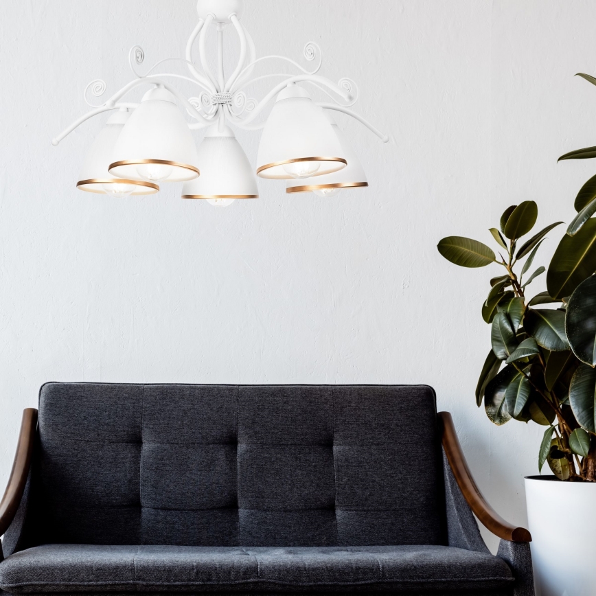 Lampadario a catena RETRO II 5xE27/60W/230V bianco