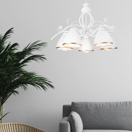 Lampadario a catena RETRO II 5xE27/60W/230V bianco