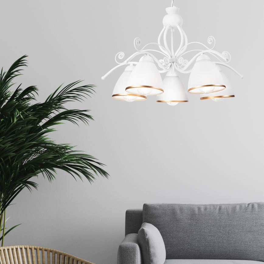 Lampadario a catena RETRO II 5xE27/60W/230V bianco