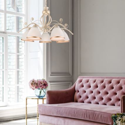 Lampadario a catena RETRO II 5xE27/60W/230V bianco patinato