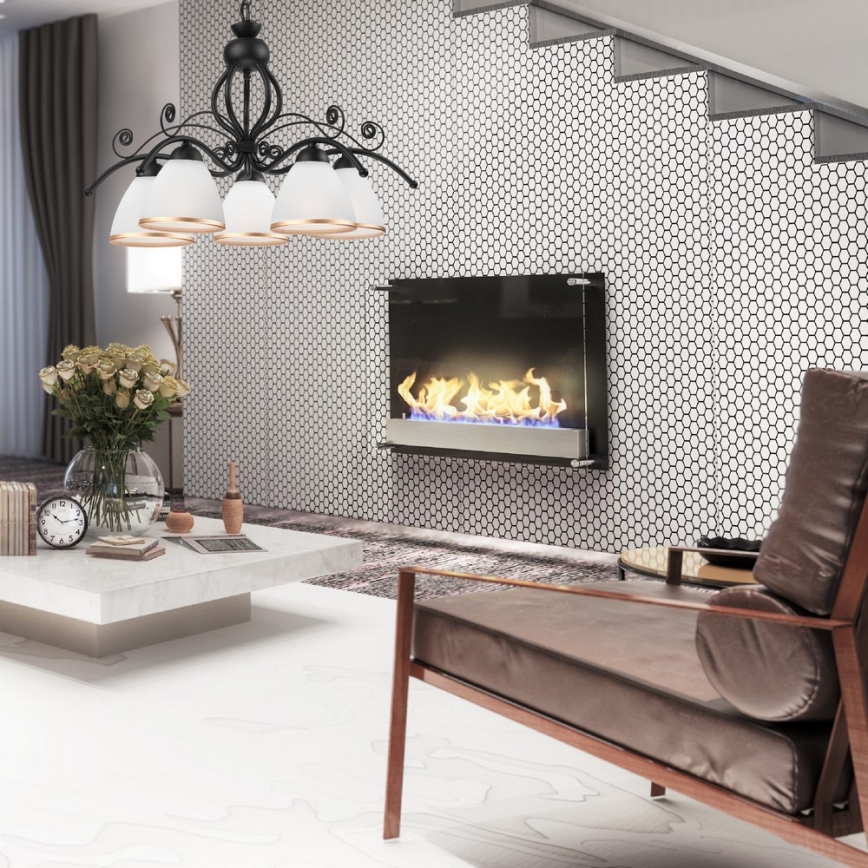 Lampadario a catena RETRO II 5xE27/60W/230V nero opaco