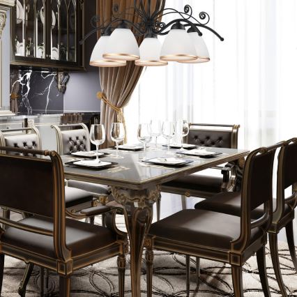 Lampadario a catena RETRO II 5xE27/60W/230V nero opaco