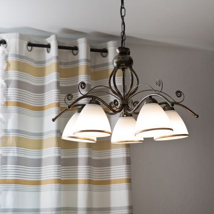 Lampadario a catena RETRO II 5xE27/60W/230V, nero patinato