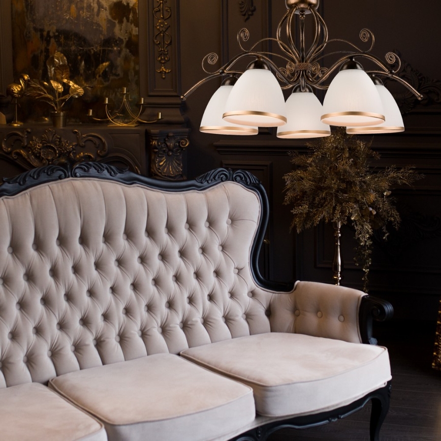 Lampadario a catena RETRO II 5xE27/60W/230V, nero patinato