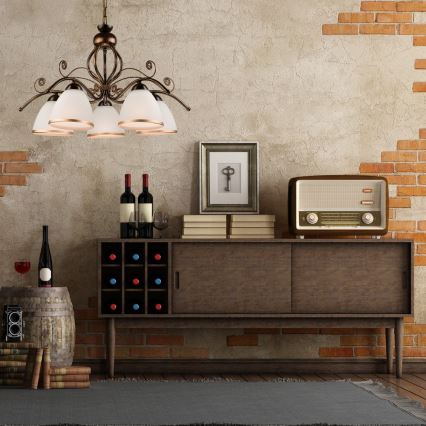 Lampadario a catena RETRO II 5xE27/60W/230V, nero patinato