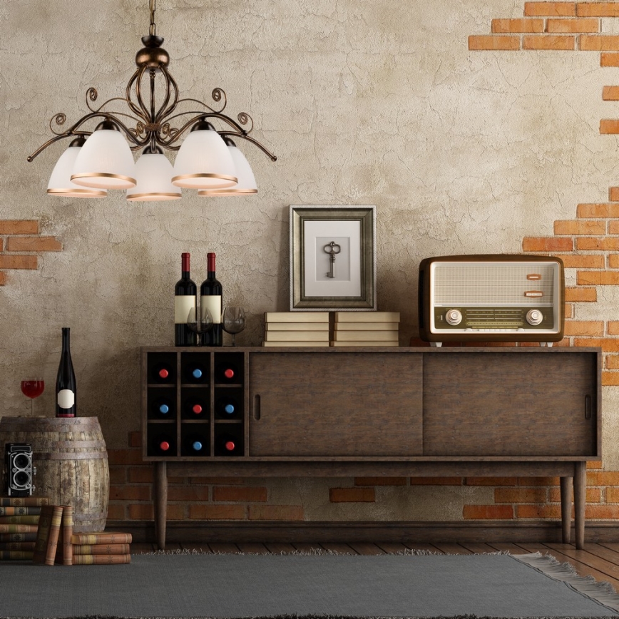 Lampadario a catena RETRO II 5xE27/60W/230V, nero patinato