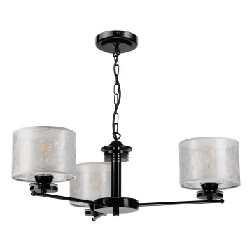 Lampadario a catena ROSA 3xE27/60W/230V nero/grigio