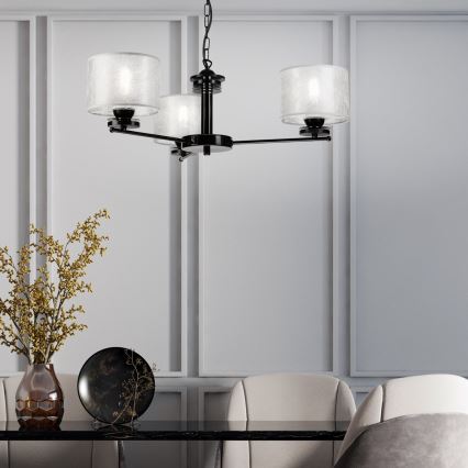 Lampadario a catena ROSA 3xE27/60W/230V nero/grigio