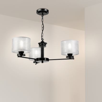 Lampadario a catena ROSA 3xE27/60W/230V nero/grigio