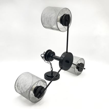 Lampadario a catena ROSA 3xE27/60W/230V nero/grigio