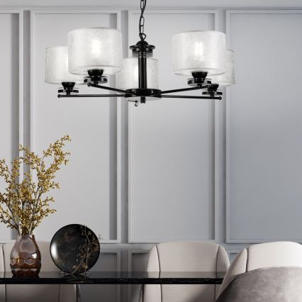 Lampadario a catena ROSA 5xE27/60W/230V nero/grigio