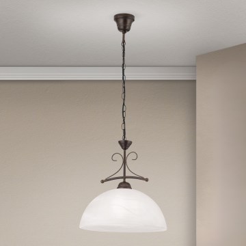 Lampadario a catena RULA 1xE27/40W/230V Ø 35 cm bianco/bronzo