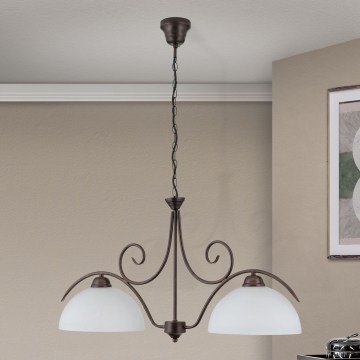 Lampadario a catena RULA 2xE27/40W/230V bianco/bronzo