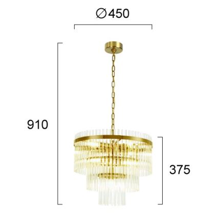 Lampadario a catena SABRINA 7xE14/40W/230V, dorato