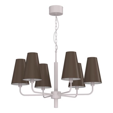 Lampadario a catena TORTOLA 6xE14/15W/230V marrone/crema