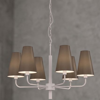 Lampadario a catena TORTOLA 6xE14/15W/230V marrone/crema