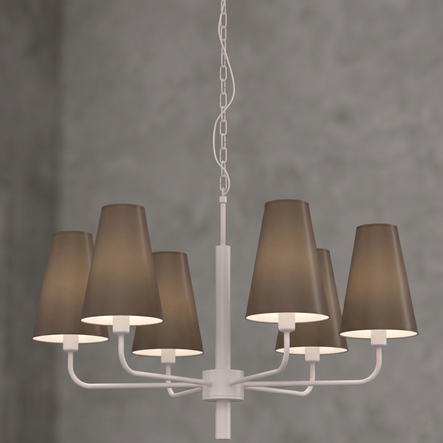 Lampadario a catena TORTOLA 6xE14/15W/230V marrone/crema