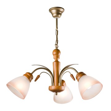 Lampadario a catena TULIPAN 3xE27/60W/230V faggio