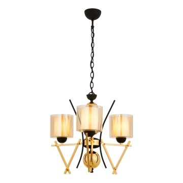 Lampadario a catena VARANA 3xE27/40W/230V nero/oro