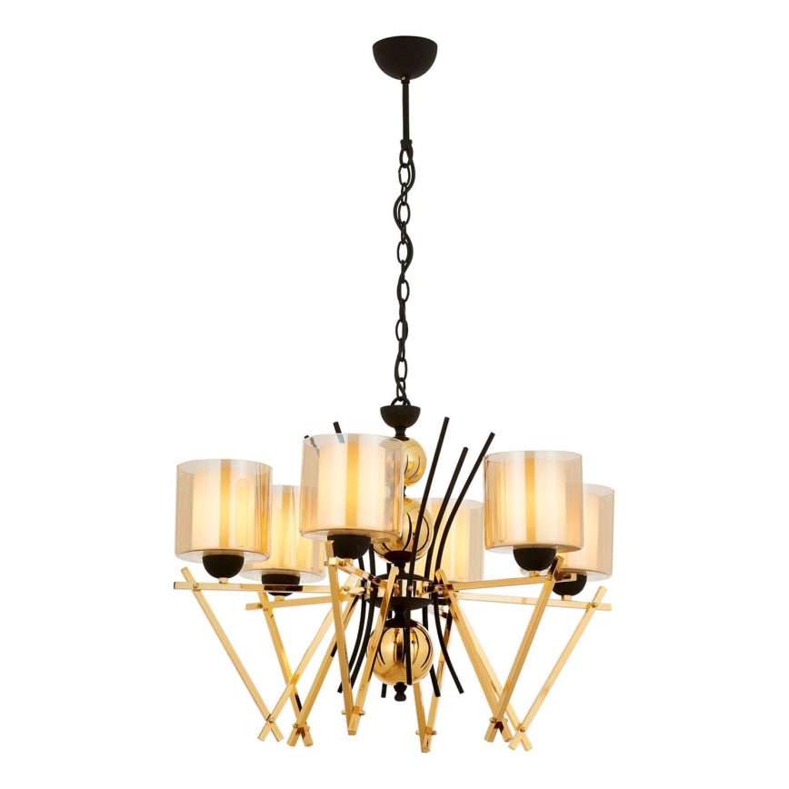 Lampadario a catena VARANA 6xE27/40W/230V nero/oro