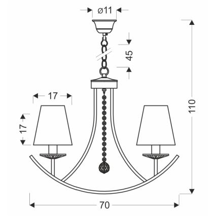 Lampadario a catena VITORIA 4xE14/40W/230V giallo/ottone