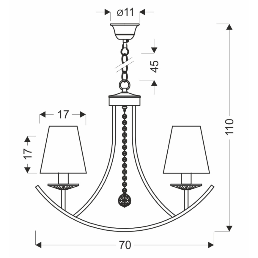 Lampadario a catena VITORIA 4xE14/40W/230V giallo/ottone