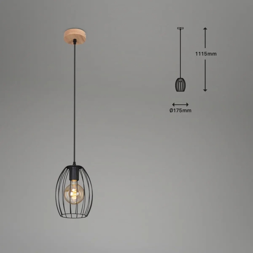Lampadario a cavo 1xE27/60W/230V nero