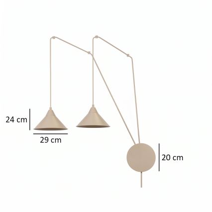 Lampadario a cavo ABRAMO 2xE27/15W/230V beige