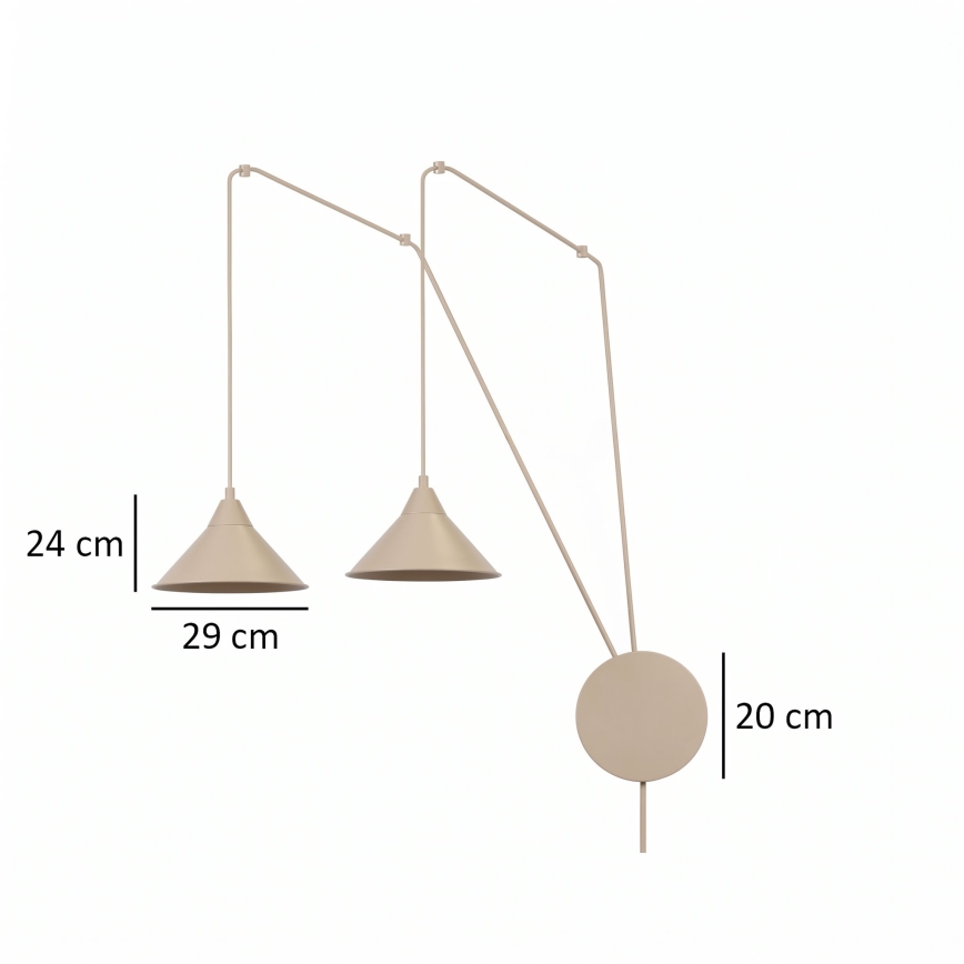 Lampadario a cavo ABRAMO 2xE27/15W/230V beige