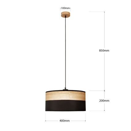 Lampadario a cavo ALBA 1xE27/15W/230V Ø 40 cm nero/marrone