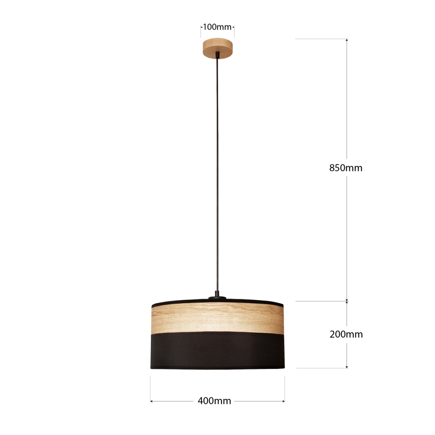 Lampadario a cavo ALBA 1xE27/15W/230V Ø 40 cm nero/marrone