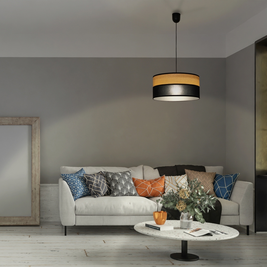 Lampadario a cavo ALBA 1xE27/15W/230V Ø 45 cm nero/marrone