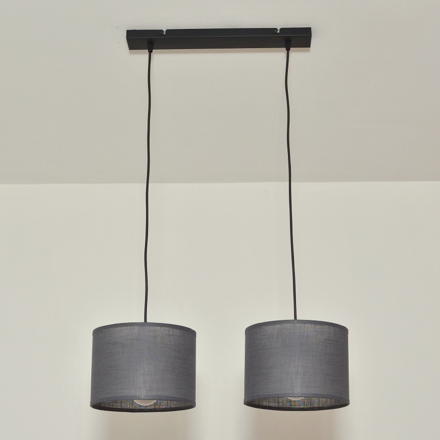 Lampadario a cavo ALBA 2xE27/15W/230V grigio