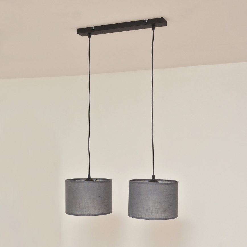 Lampadario a cavo ALBA 2xE27/15W/230V grigio