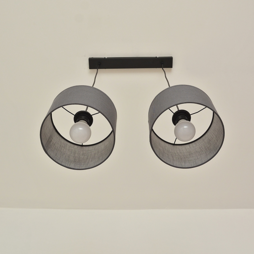 Lampadario a cavo ALBA 2xE27/15W/230V grigio