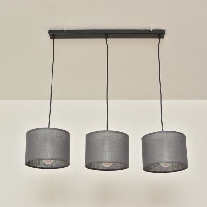 Lampadario a cavo ALBA 3xE27/15W/230V grigio