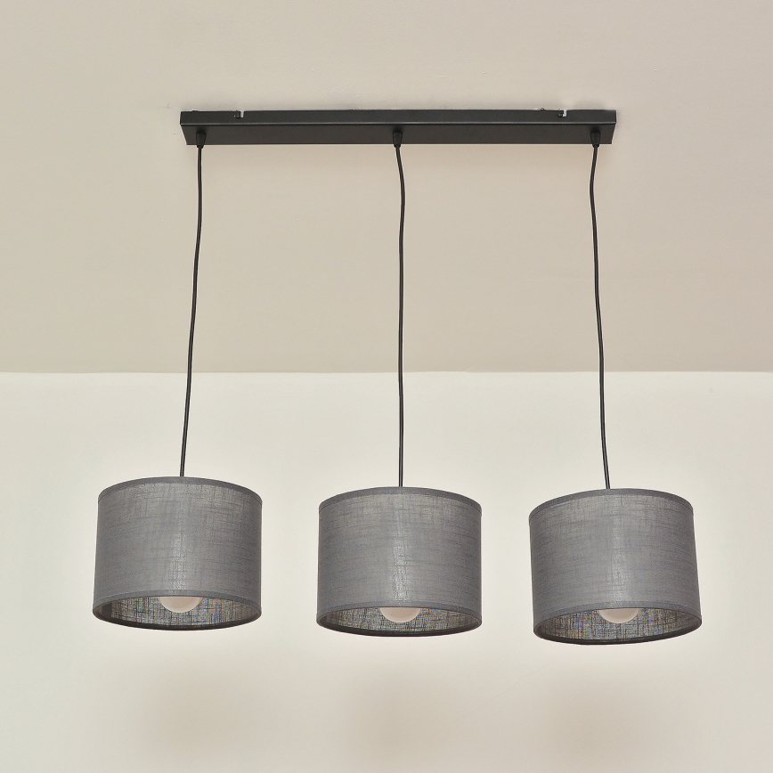 Lampadario a cavo ALBA 3xE27/15W/230V grigio