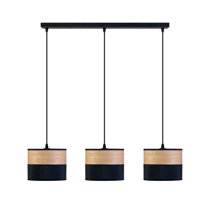 Lampadario a cavo ALBA 3xE27/15W/230V nero/marrone