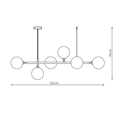 Lampadario a cavo ALISA 6xE14/40W/230V dorato