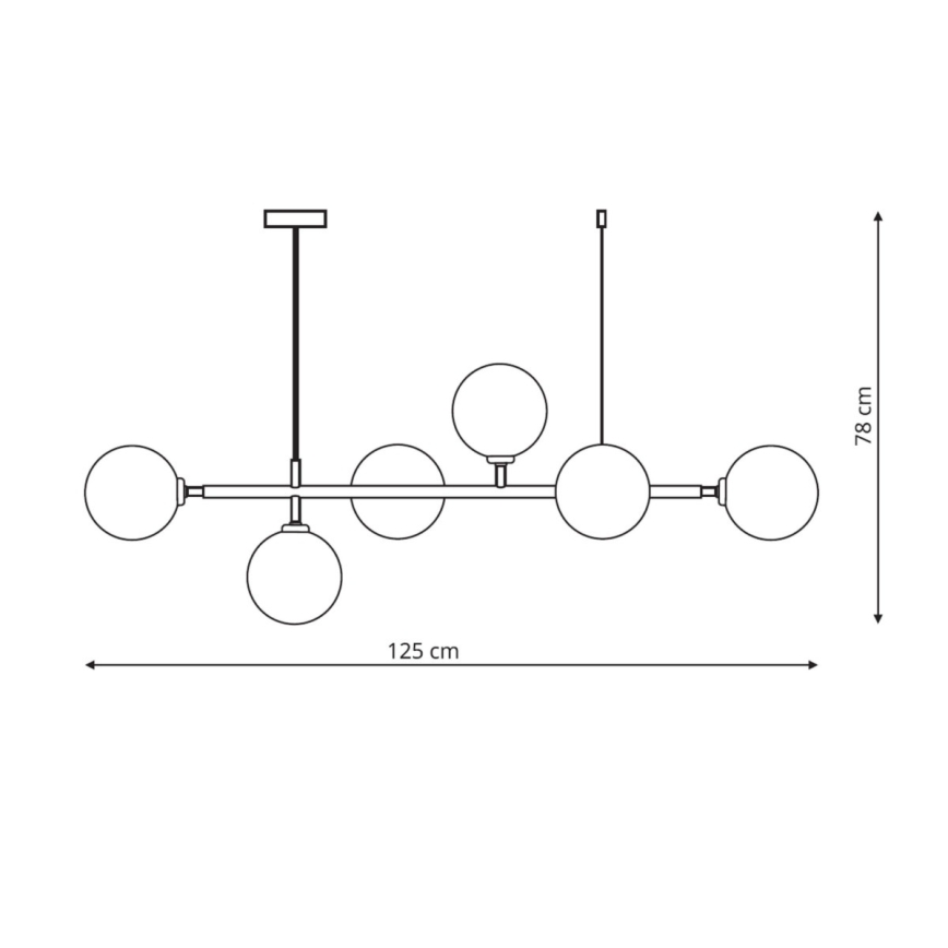 Lampadario a cavo ALISA 6xE14/40W/230V dorato