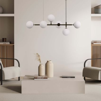 Lampadario a cavo ALISA 6xE14/40W/230V nero